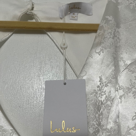 Lulus Loveliest Dream White Satin Jacquard Backless Mermaid Maxi Dress - Size M - Picture 6 of 6